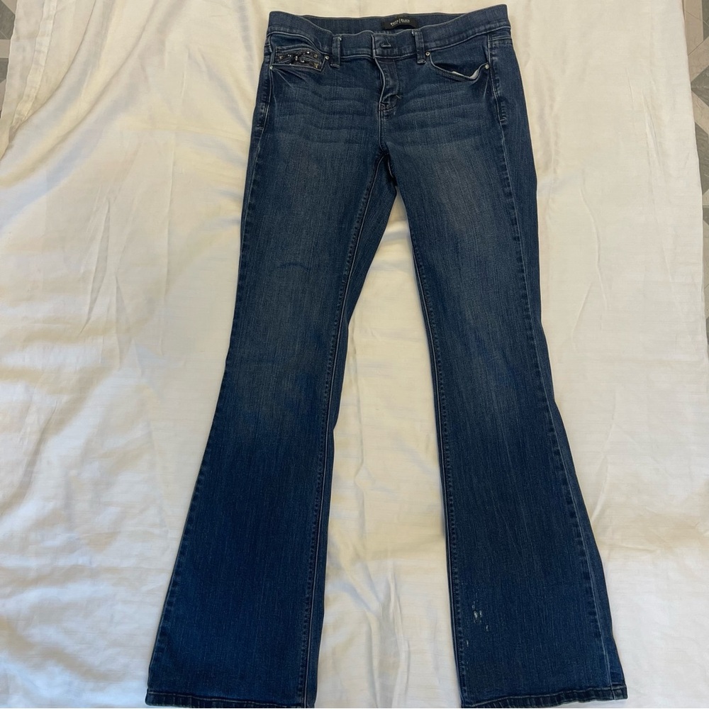 White House Black Market Blue Flare Wide Leg Jeans